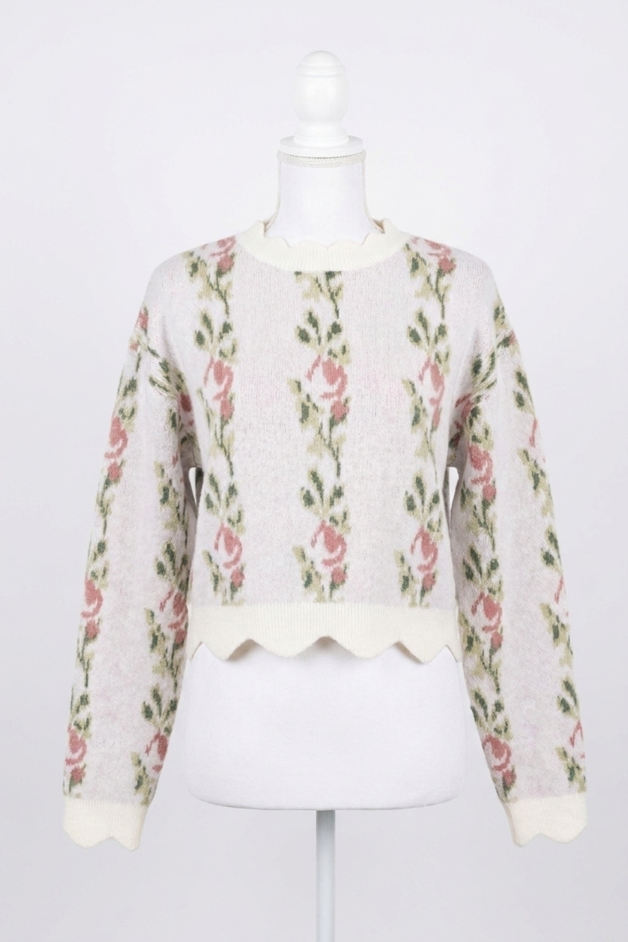 NEW MABLE rosy sweater top in cream